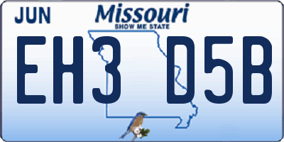 MO license plate EH3D5B