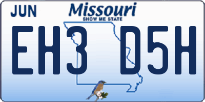 MO license plate EH3D5H