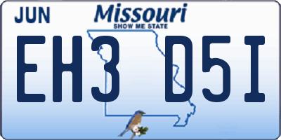 MO license plate EH3D5I