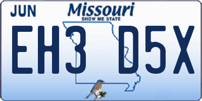 MO license plate EH3D5X