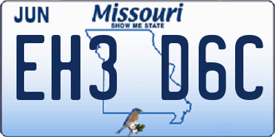 MO license plate EH3D6C