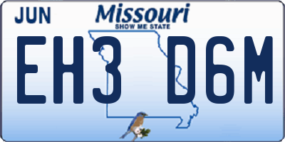 MO license plate EH3D6M