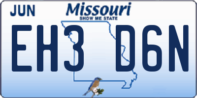 MO license plate EH3D6N
