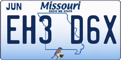 MO license plate EH3D6X