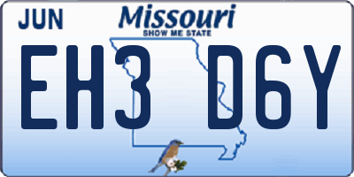 MO license plate EH3D6Y