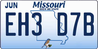 MO license plate EH3D7B