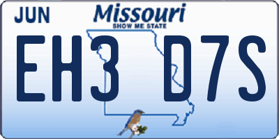 MO license plate EH3D7S