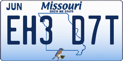 MO license plate EH3D7T