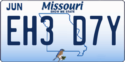 MO license plate EH3D7Y