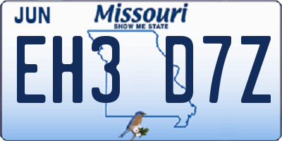 MO license plate EH3D7Z