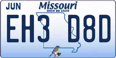 MO license plate EH3D8D