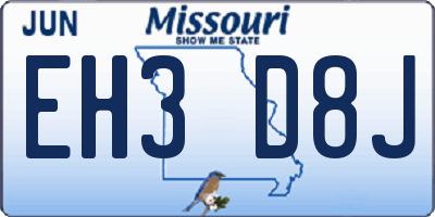 MO license plate EH3D8J