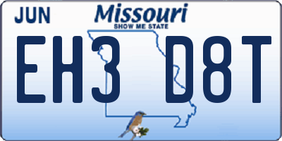 MO license plate EH3D8T