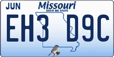 MO license plate EH3D9C