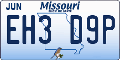 MO license plate EH3D9P