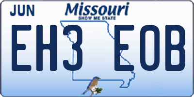 MO license plate EH3E0B