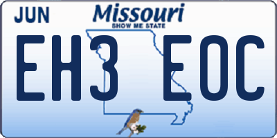 MO license plate EH3E0C