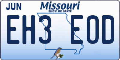 MO license plate EH3E0D