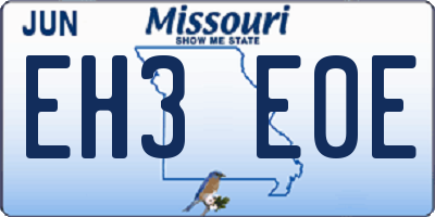 MO license plate EH3E0E