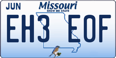 MO license plate EH3E0F