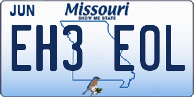 MO license plate EH3E0L