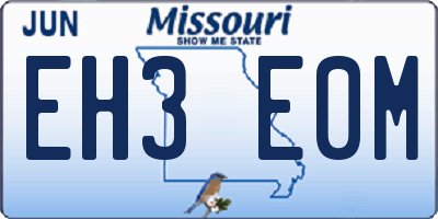 MO license plate EH3E0M