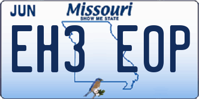 MO license plate EH3E0P