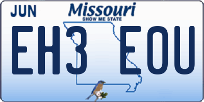 MO license plate EH3E0U