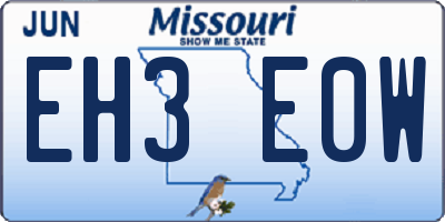 MO license plate EH3E0W