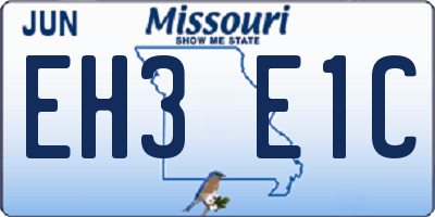 MO license plate EH3E1C