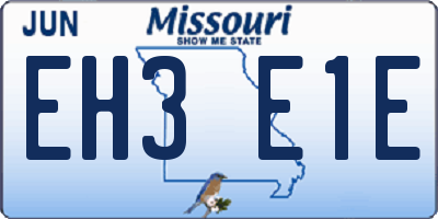 MO license plate EH3E1E