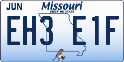 MO license plate EH3E1F
