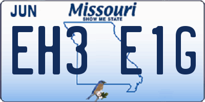 MO license plate EH3E1G