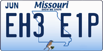 MO license plate EH3E1P