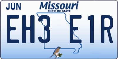 MO license plate EH3E1R