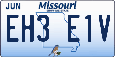 MO license plate EH3E1V