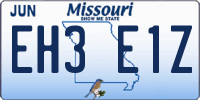 MO license plate EH3E1Z