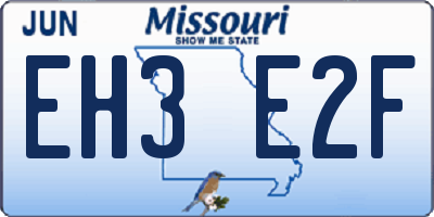 MO license plate EH3E2F