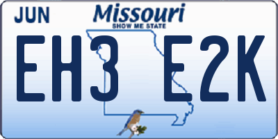 MO license plate EH3E2K