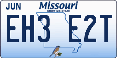 MO license plate EH3E2T