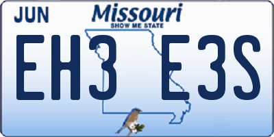 MO license plate EH3E3S