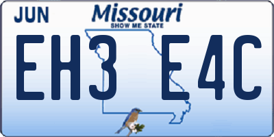 MO license plate EH3E4C