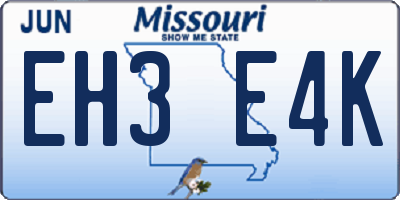 MO license plate EH3E4K