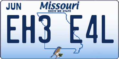 MO license plate EH3E4L
