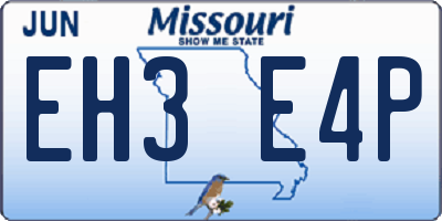 MO license plate EH3E4P
