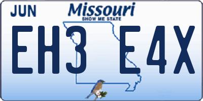 MO license plate EH3E4X
