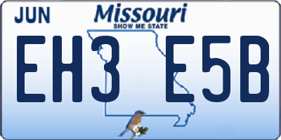 MO license plate EH3E5B