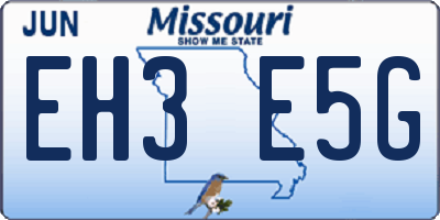 MO license plate EH3E5G