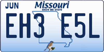 MO license plate EH3E5L