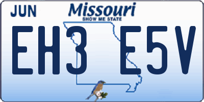 MO license plate EH3E5V
